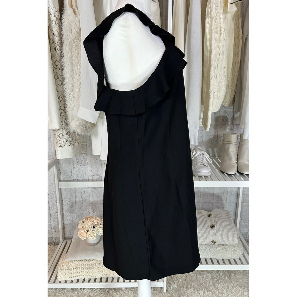 Banana Republic Women's Size 8 Tall Black Cross front Ruffle Strap Dress #0281 - Picture 4 of 13